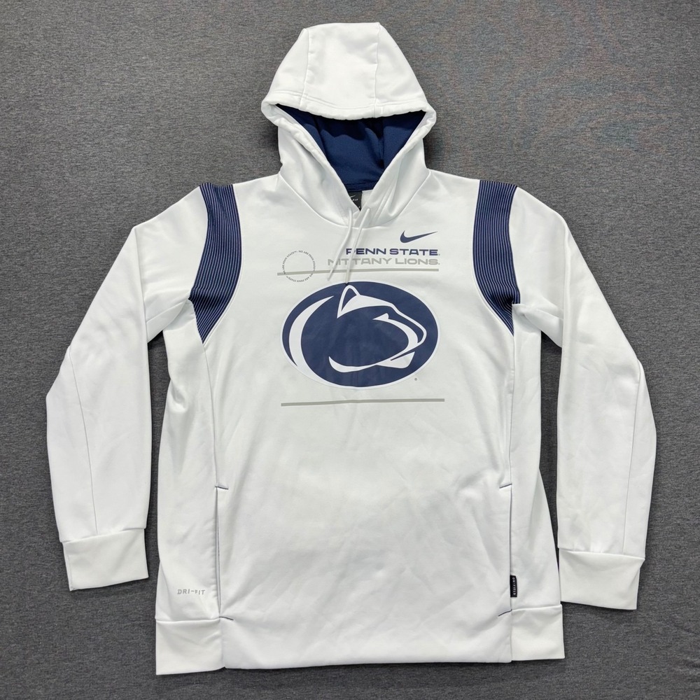 Nike Hoodie Mens L Penn State Nittany Lions White Dri-FIT Pullover On Field - Picture 2 of 13